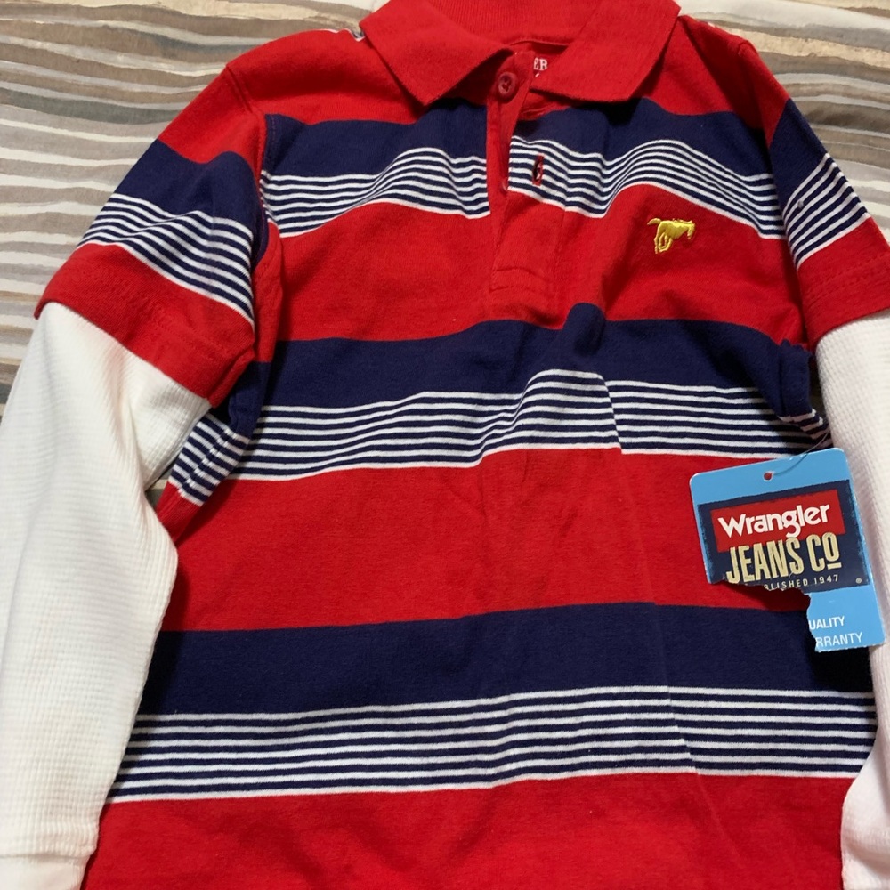 Red blue and white long sleeves size {5T}
